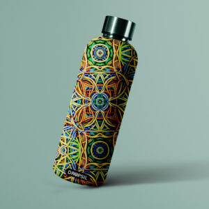 DROPSIL Premium Glass Water Bottle – 500-750ml | UV Printed Designer Bottle with Stainless Steel Cap | Eco-Friendly & Reusable