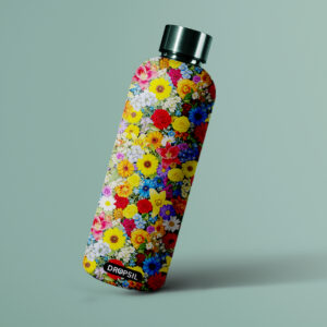 DROPSIL Premium Glass Water Bottle – 500-750ml | UV Printed Designer Bottle with Stainless Steel Cap | Eco-Friendly & Reusable