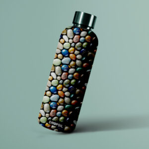 DROPSIL Premium Glass Water Bottle – 500-750ml | UV Printed Designer Bottle with Stainless Steel Cap | Eco-Friendly & Reusable