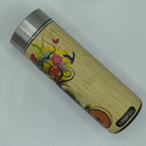 DROPSIL Eco-Friendly Bamboo Insulated Bottle – 500ml | Custom UV Print Design