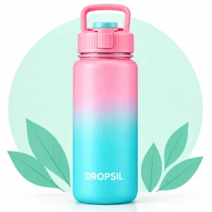 DROPSIL Gradient Water Bottle with Carry Handle – Pink & Turquoise