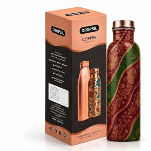 Premium Copper water bottle Royal Heritage Design 1 Litre | Leak Proof |BPA free Water Bottle for Home, Office, Gym & Travel